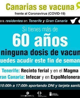 Los residentes en Gran Canaria y Tenerife mayores de 60 años pueden vacunarse este fin de semana sin cita previa