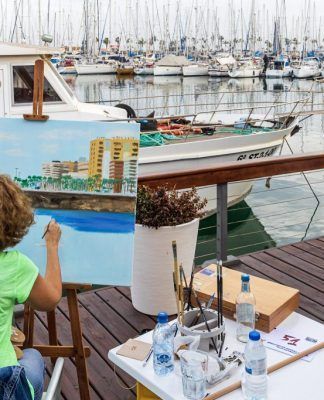 El certamen de pintura rápida ‘Mar de velas’ amplía su lienzo al puerto industrial del astillero Zamakona y del Reina Sofía
