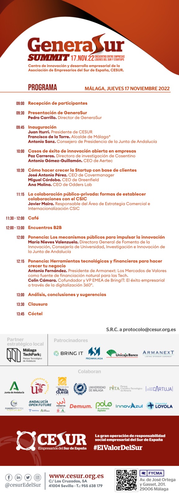 CESUR presenta su nuevo centro de innovación y desarrollo empresarial aglutinando al ecosistema emprendedor en el Summit de GeneraSur