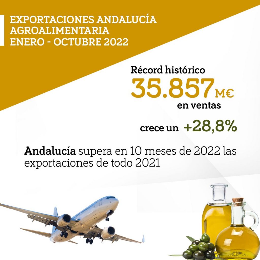 Andalucía supera en 10 meses de 2022 las exportaciones de todo 2021, último año récord