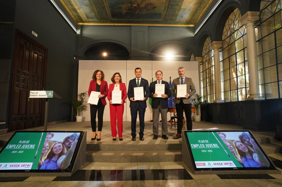 La Junta firma un Plan de Empleo Juvenil con UGT, CCOO y CEA que movilizará 500 millones de euros